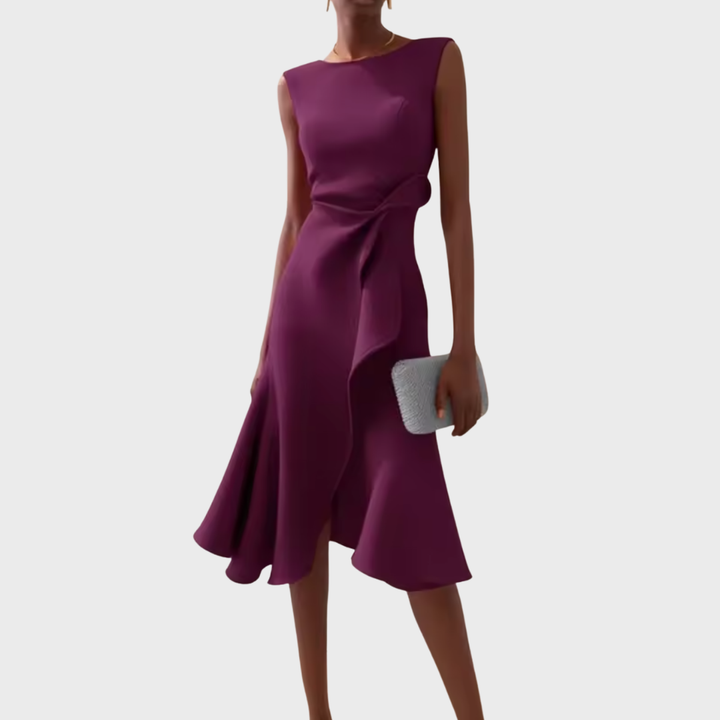 Eleanora | Draped Asymmetric Midi Dress