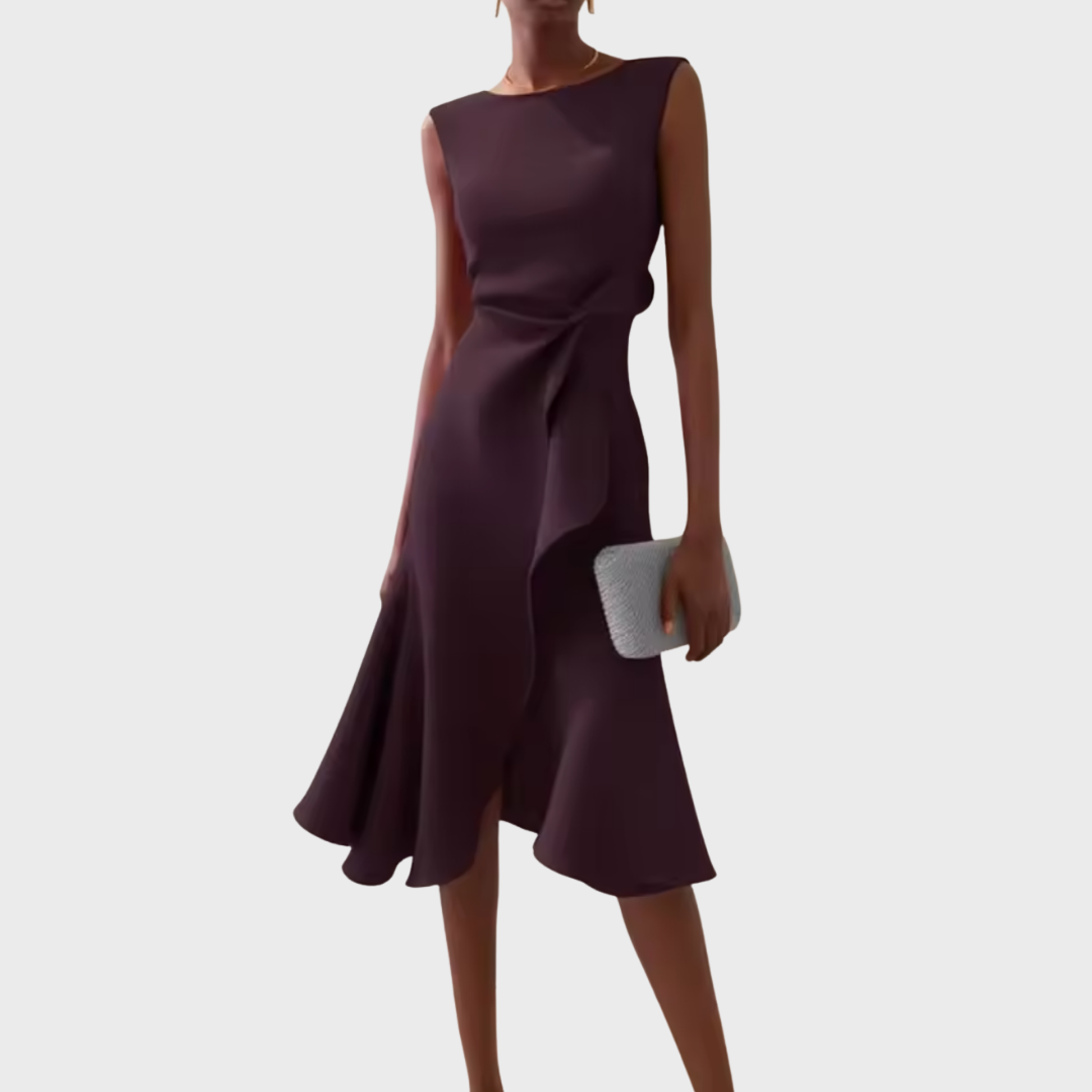 Eleanora | Draped Asymmetric Midi Dress