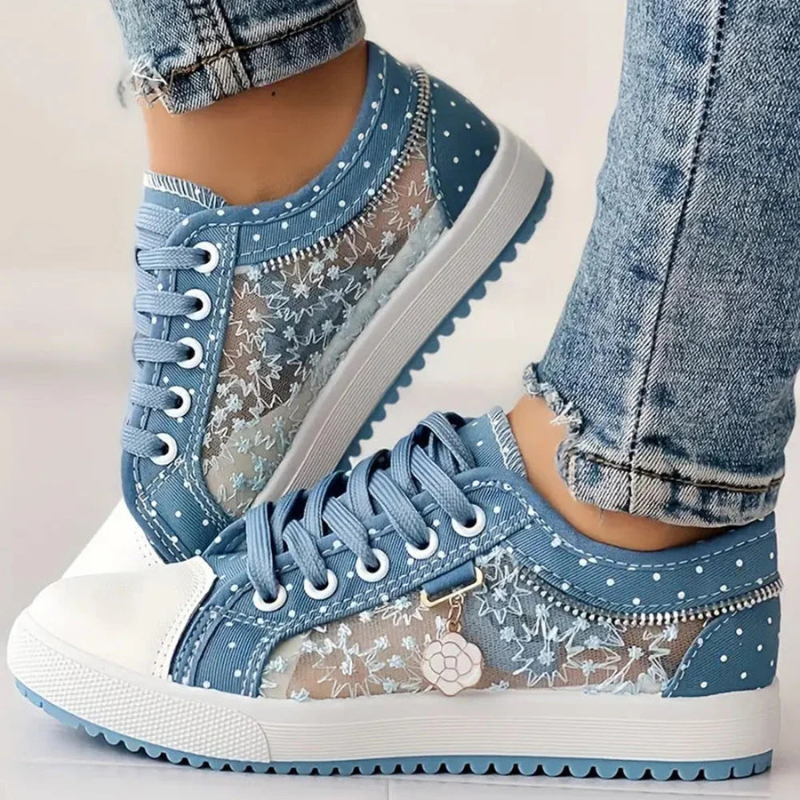 Noelle | Floral Detail Lace Up Trainer