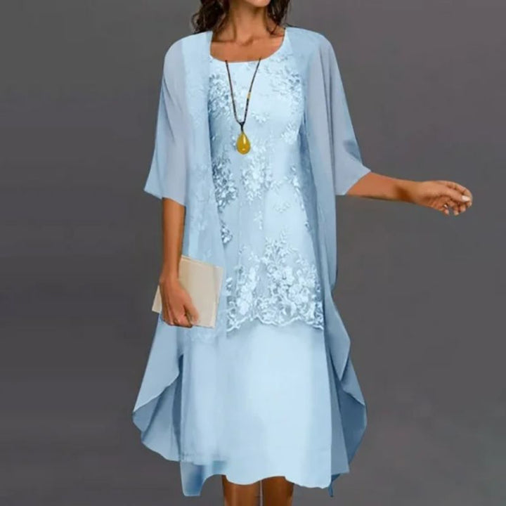 Diane | Floral Lace Midi Dress & Cardigan Set