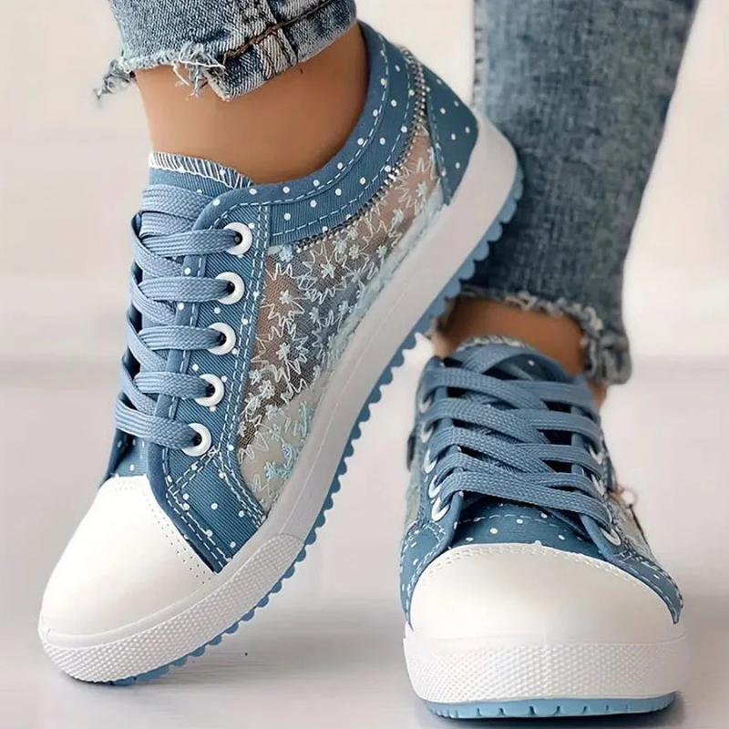 Noelle | Floral Detail Lace Up Trainer