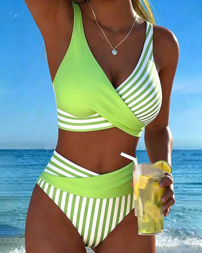 Delphine | Flattering Striped Bikini Set