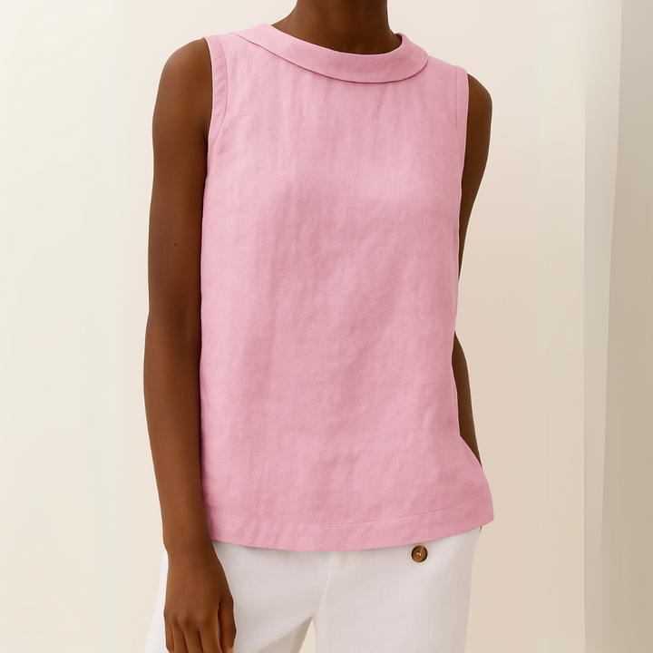 Elaine | Elegant Sleeveless Roll Collar Top