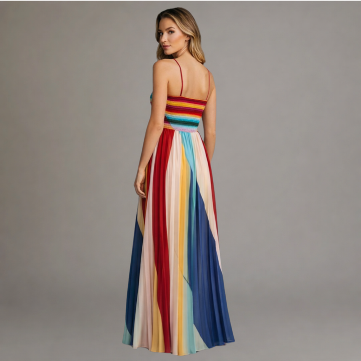 Valentina | Elegant Rainbow Maxi Dress