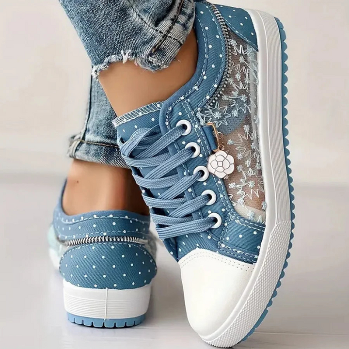 Noelle | Floral Detail Lace Up Trainer