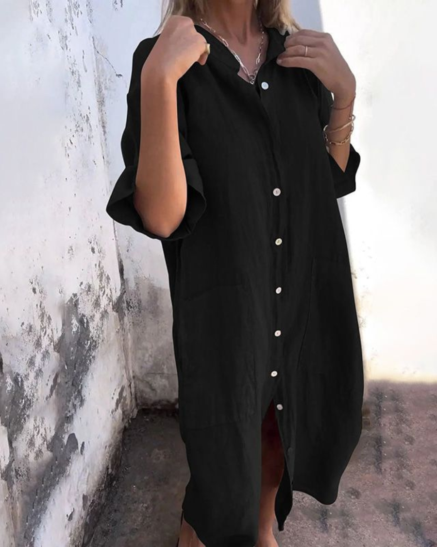 Amelie | Relaxed Fit Shirt Midi Dress