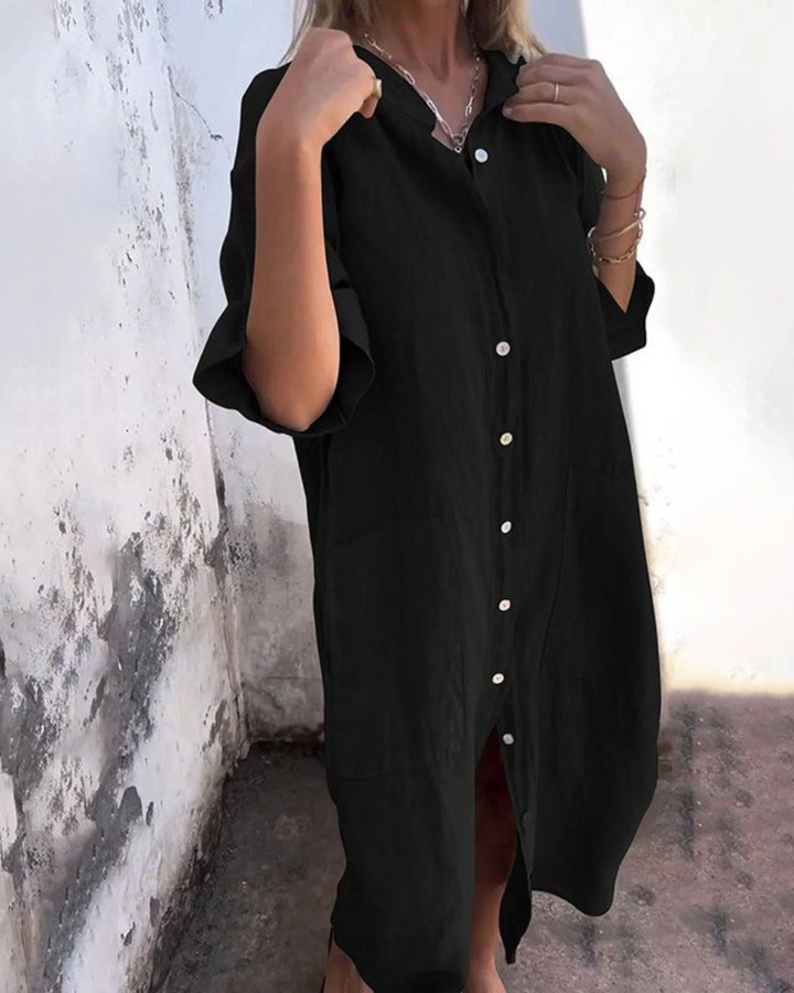 Amelie | Relaxed Fit Shirt Midi Dress