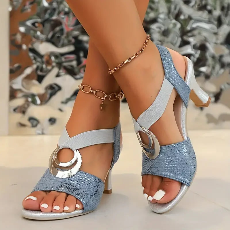 Annabeth | Elegant Chain Detail Sandal Heels