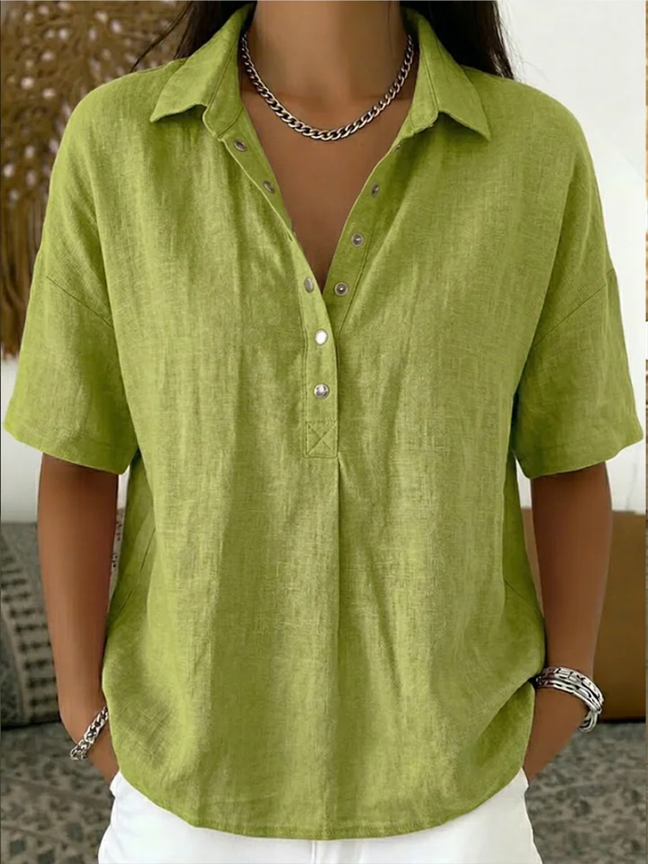 Vivette | Relaxed Collar Button Blouse
