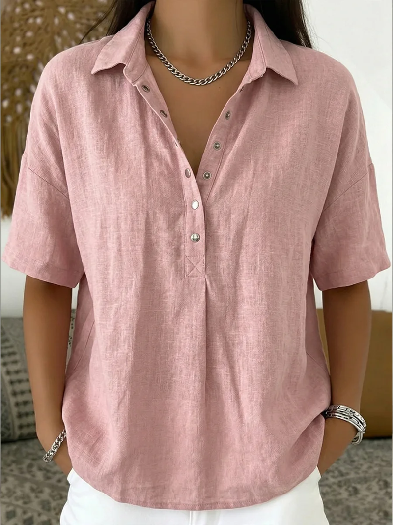 Vivette | Relaxed Collar Button Blouse
