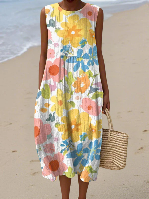 Maja | Pastel Floral Midi Dress