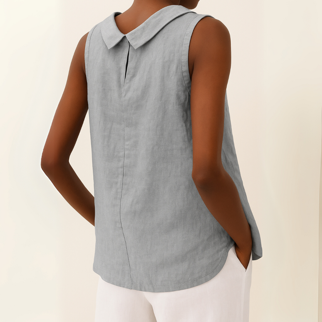 Elaine | Elegant Sleeveless Roll Collar Top