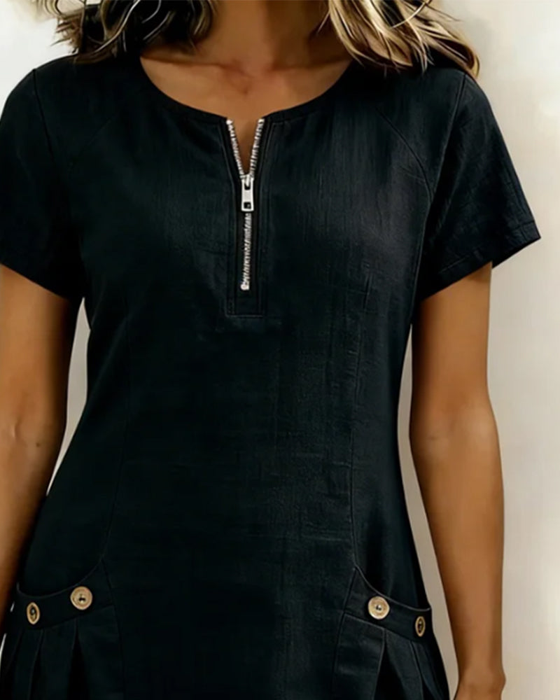 Sharon | Casual Zip Pocket Dress