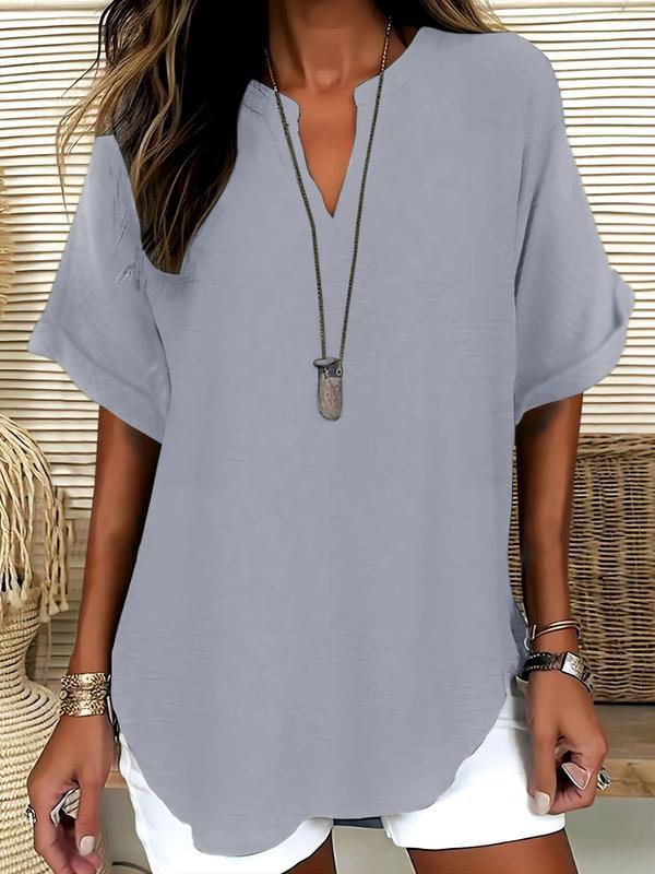 Juliet | Soft-Touch Notched-Neck Blouse