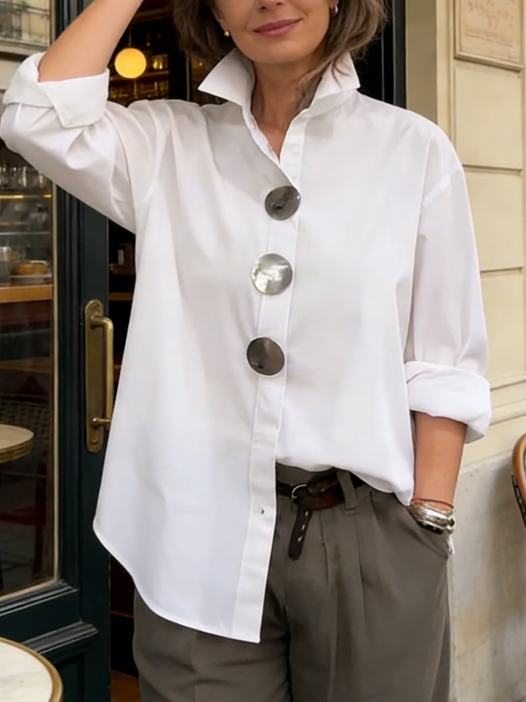 Rosaline | Stand Collar Button Blouse
