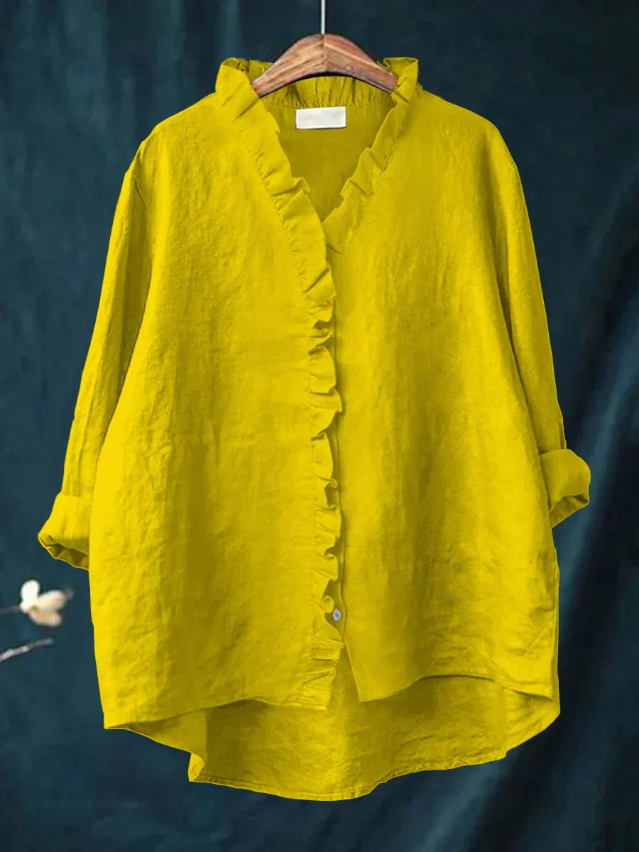 Dominique | Ruffled V-Neck Relaxed Blouse