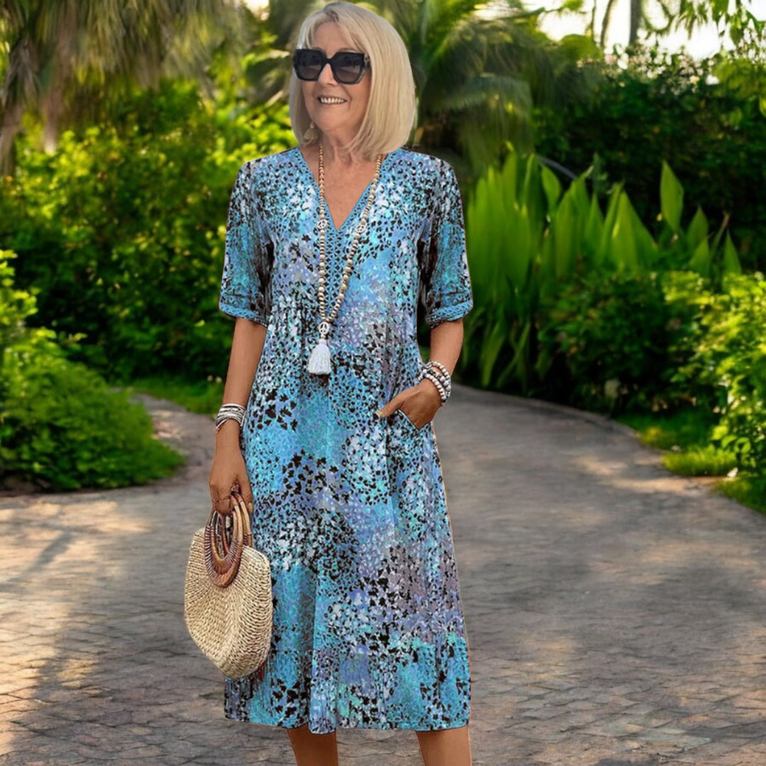 Iris | Flattering Floral Midi Dress