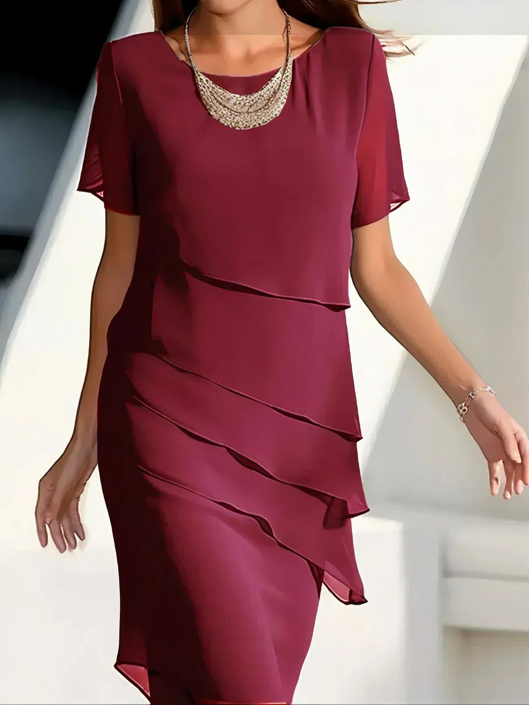 Vivienne | Layered Chiffon Midi Dress