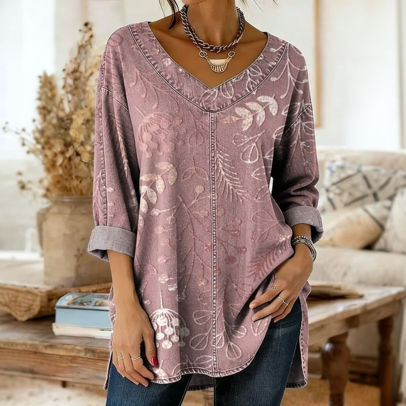 Melissa | Elegant Floral V-Neck Top