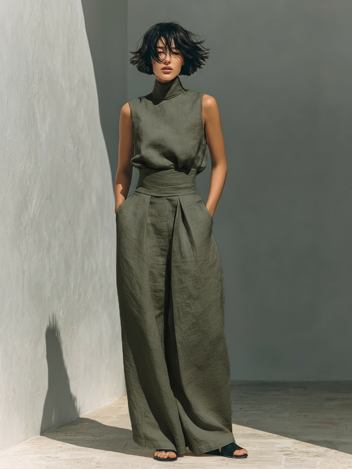 Elaine | Sleeveless Top & Wide-Leg Trouser Set