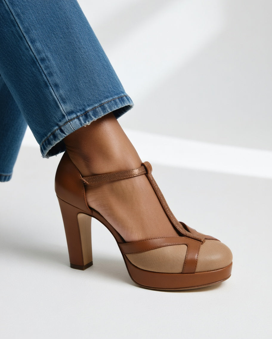 Maelyne | Retro Strappy Block Heel Pumps