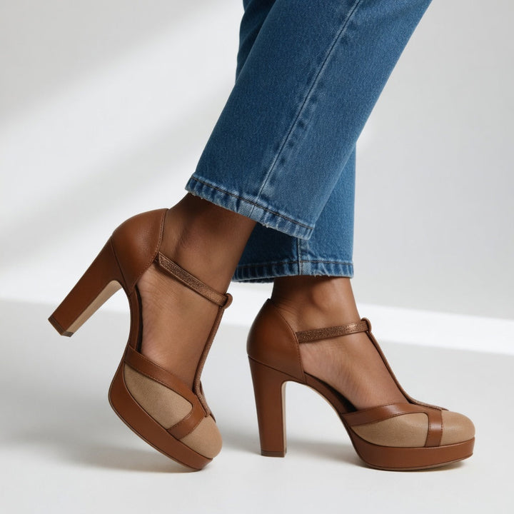 Maelyne | Retro Strappy Block Heel Pumps