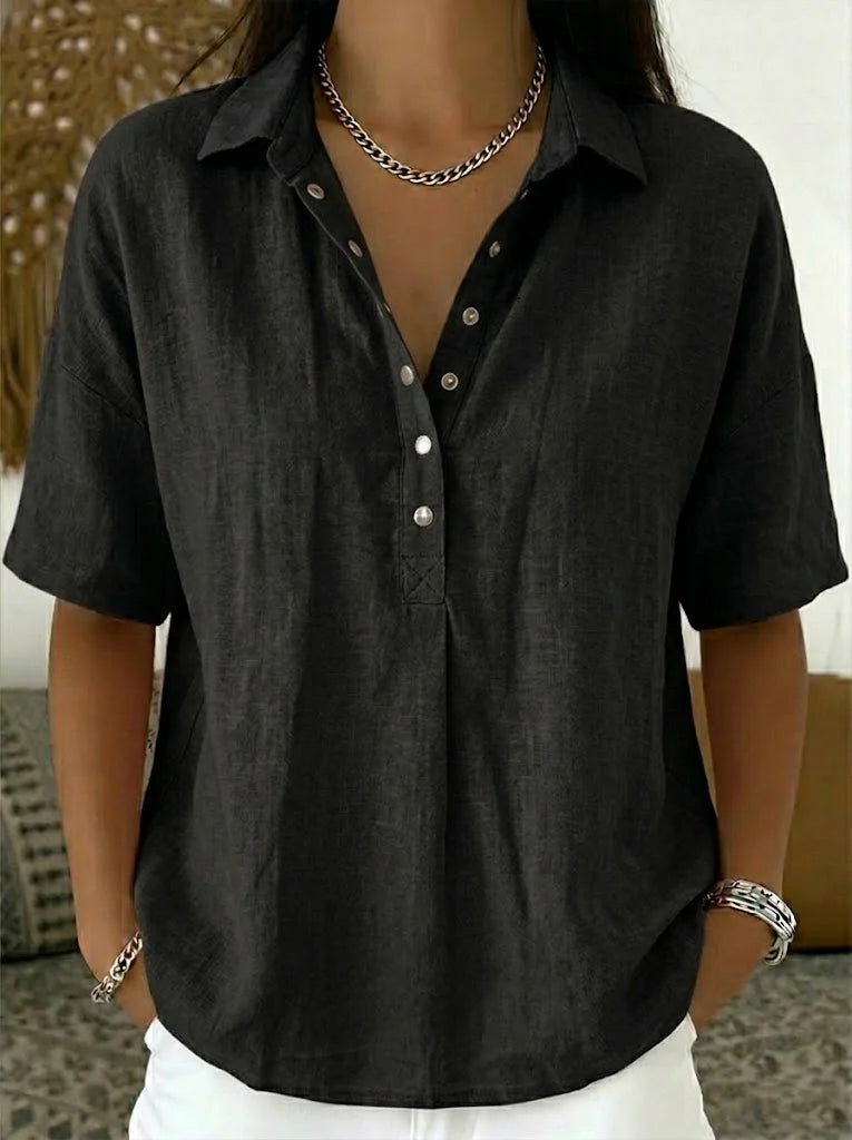 Vivette | Relaxed Collar Button Blouse