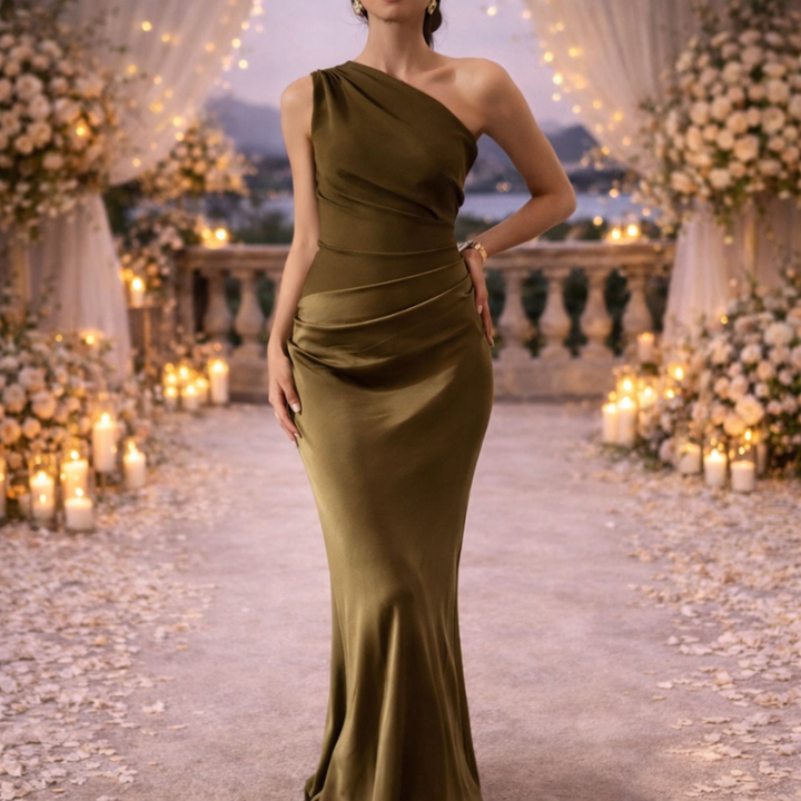 Monroe | One Shoulder Wedding Guest Maxi Dress