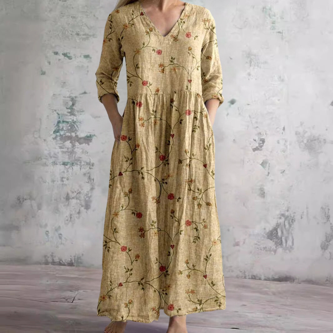 Dainy | Summer Dress with V-Neck and Floral Pattern