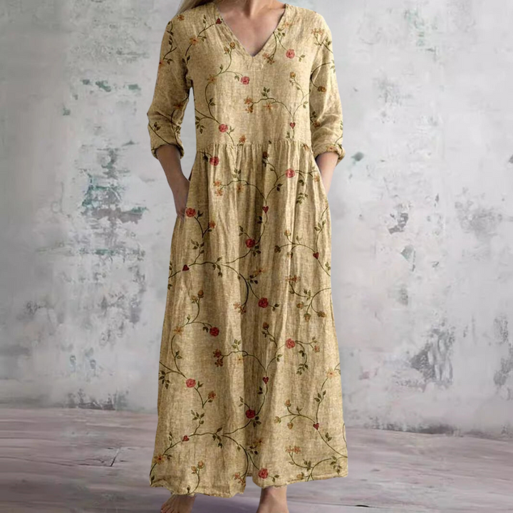 Dainy | Summer Dress with V-Neck and Floral Pattern