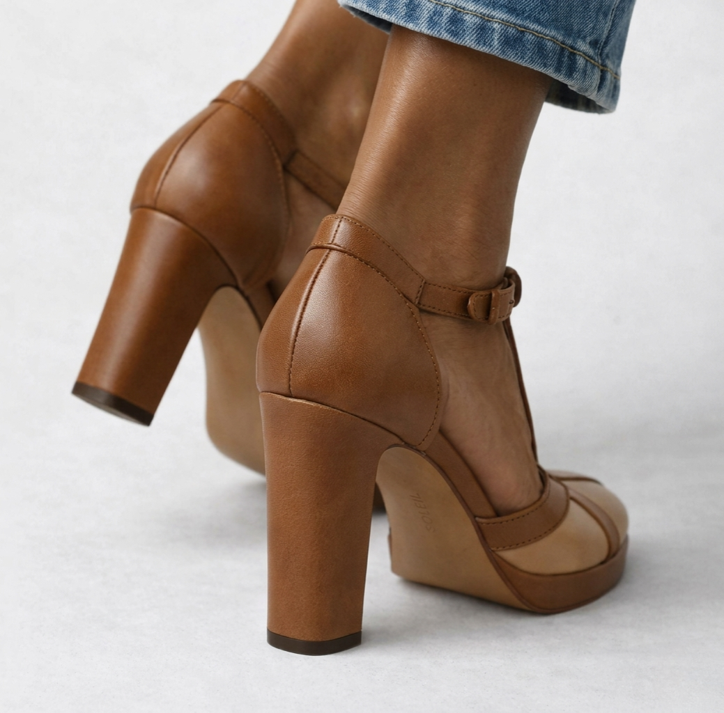 Maelyne | Retro Strappy Block Heel Pumps