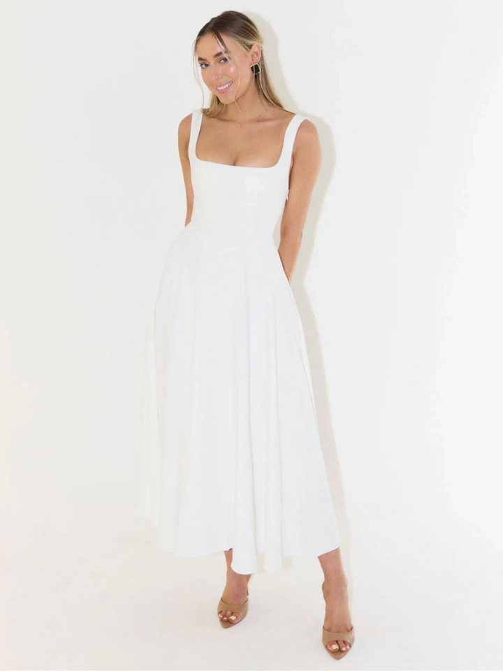Grace | Square Neck Flowing Midi Dress