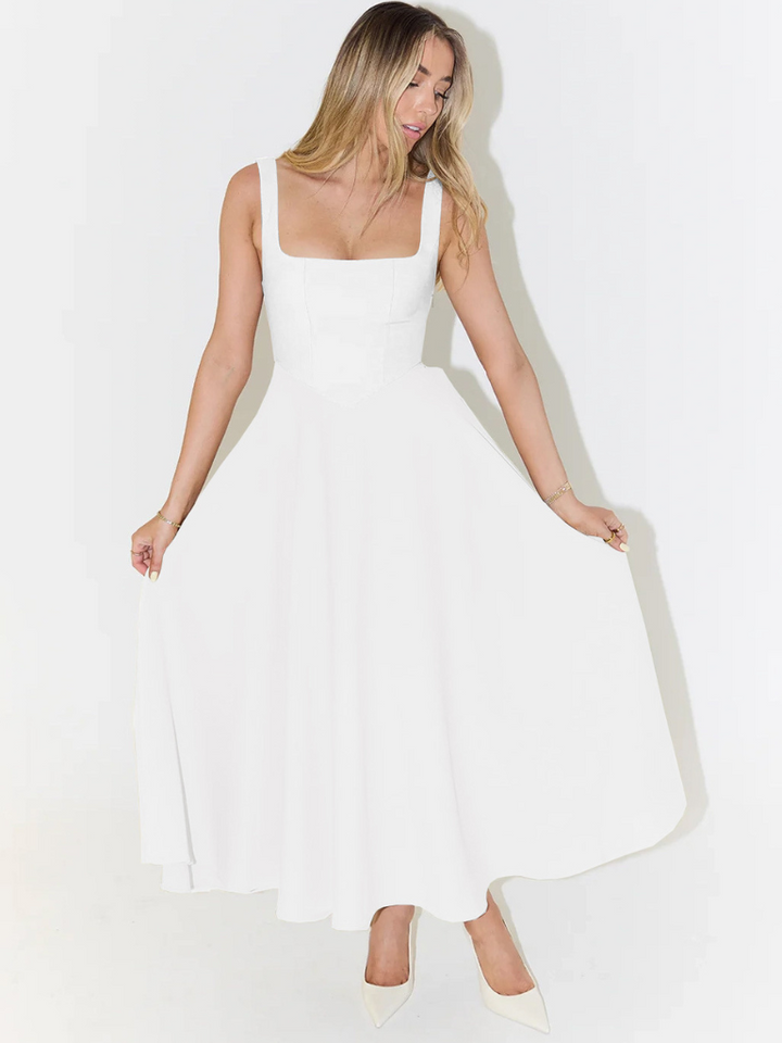 Grace | Square Neck Flowing Midi Dress