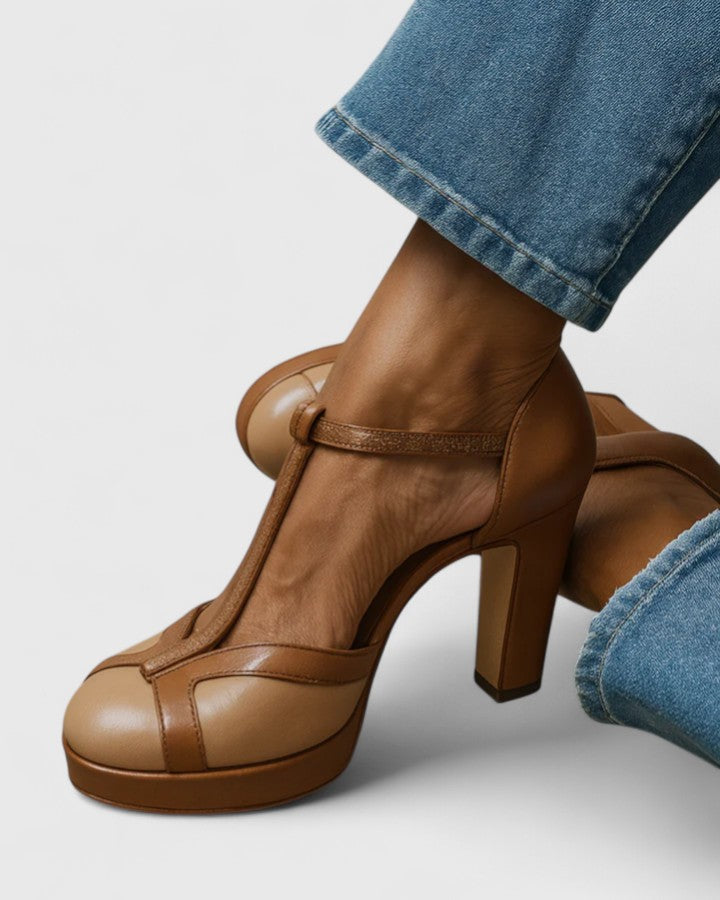 Maelyne | Retro Strappy Block Heel Pumps