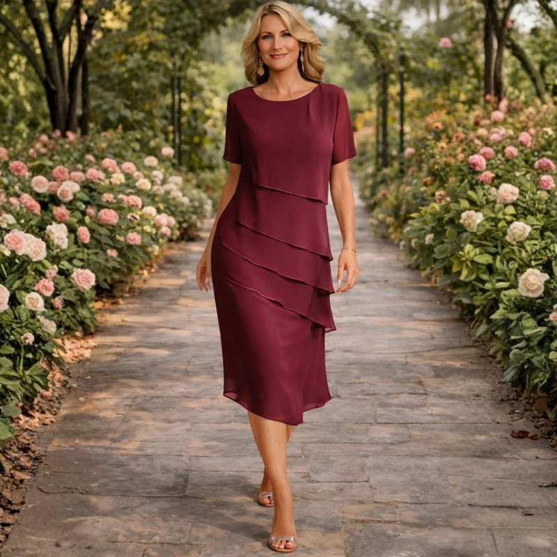 Vivienne | Layered Chiffon Midi Dress