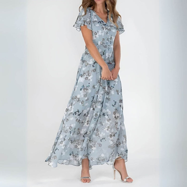 Regina | Flattering Floral V-Neck Maxi Dress