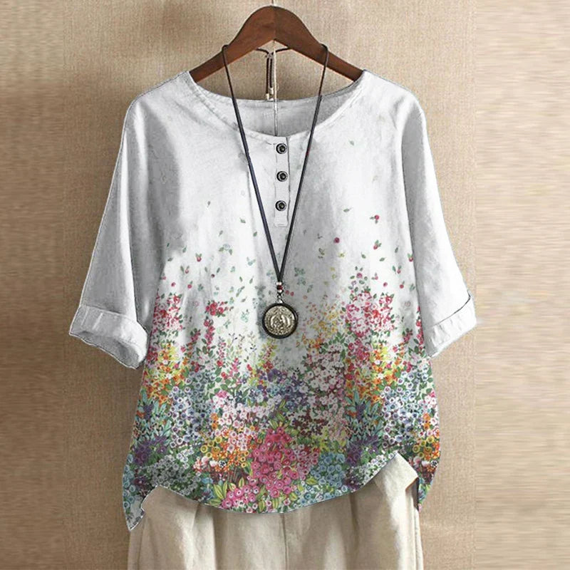 Celeste | Retro Floral Relaxed Blouse
