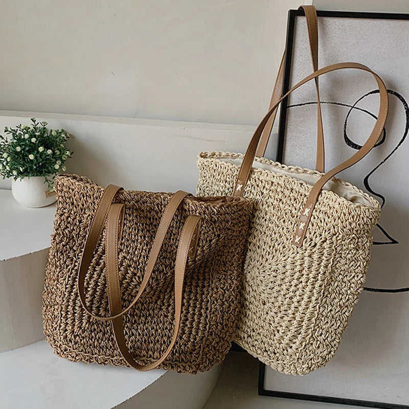 Tessa | Woven Shoulder Tote Bag