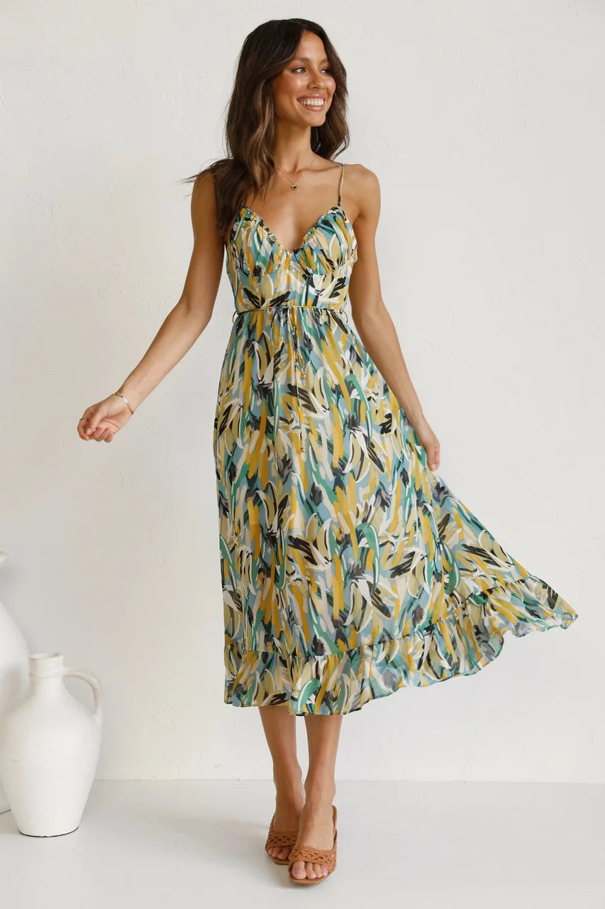Milou | Floral V-Neck Midi Dress
