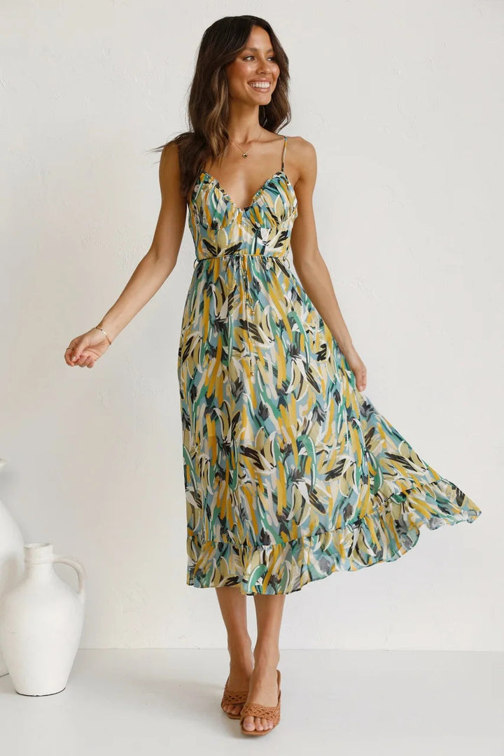 Milou | Floral V-Neck Midi Dress
