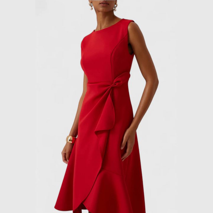 Eleanora | Draped Asymmetric Midi Dress