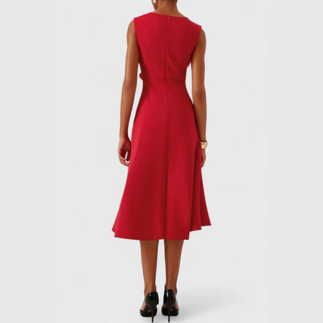 Eleanora | Draped Asymmetric Midi Dress