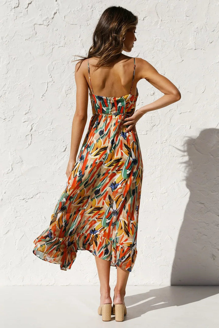 Milou | Floral V-Neck Midi Dress