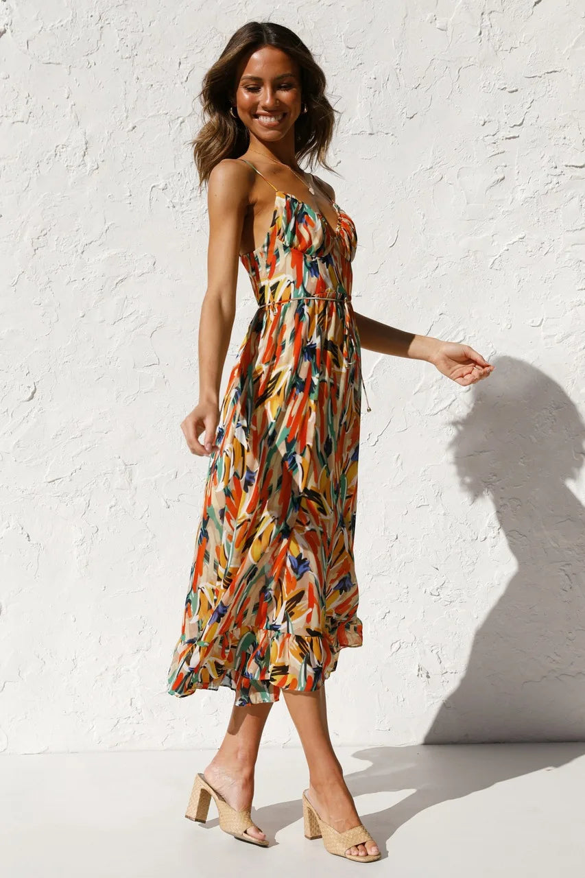 Milou | Floral V-Neck Midi Dress
