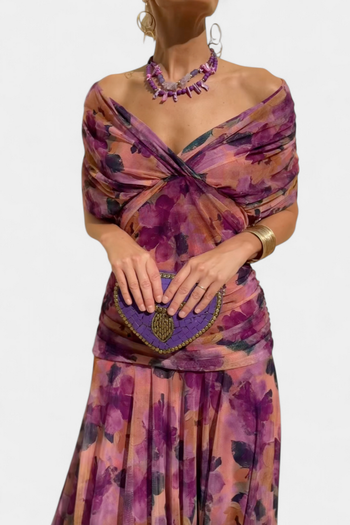 Isabella | Elegant Floral V Neck Dress