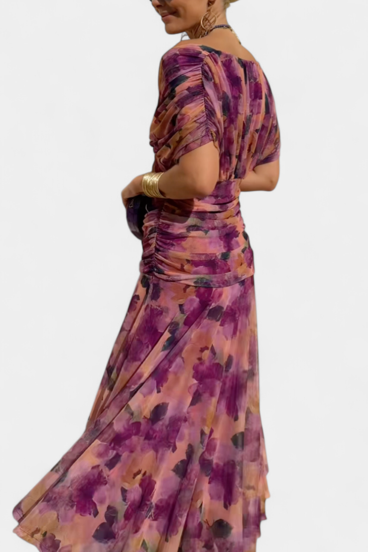 Isabella | Elegant Floral V Neck Dress