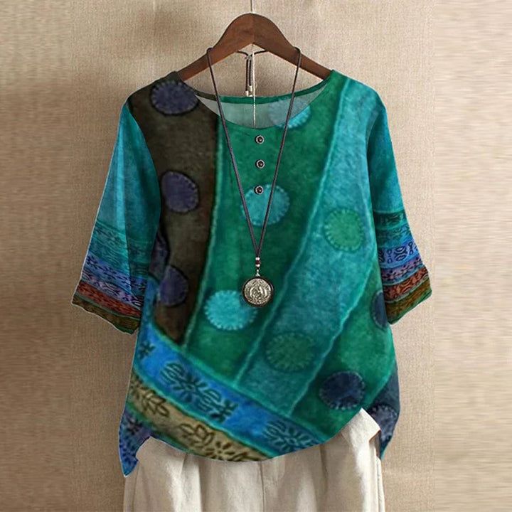 Celeste | Retro Floral Relaxed Blouse