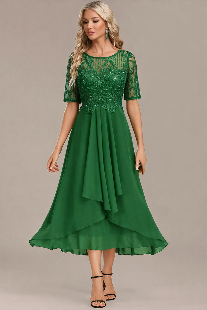 Portia | Lace Detail Occasion Midi Dress