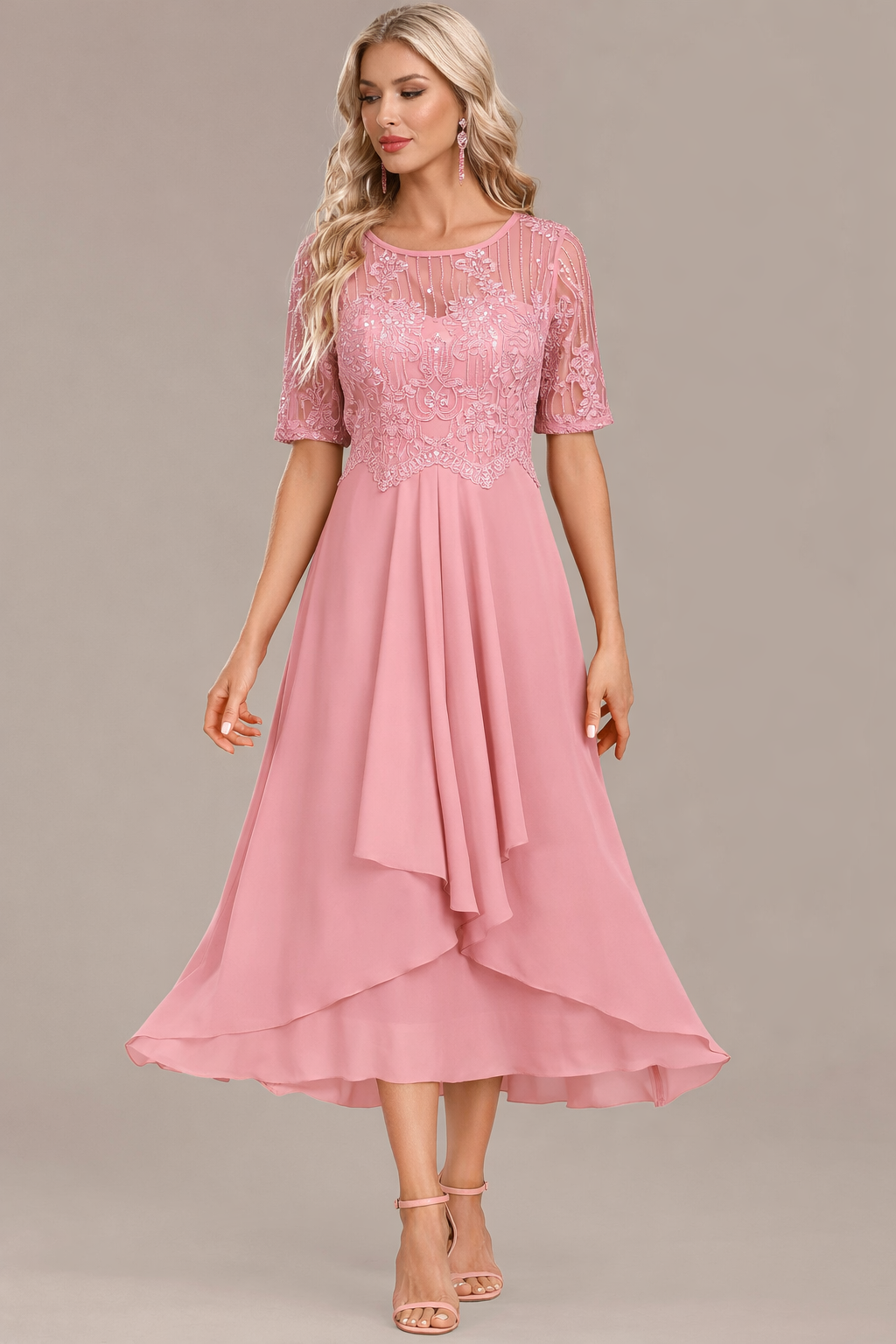 Portia | Lace Detail Occasion Midi Dress