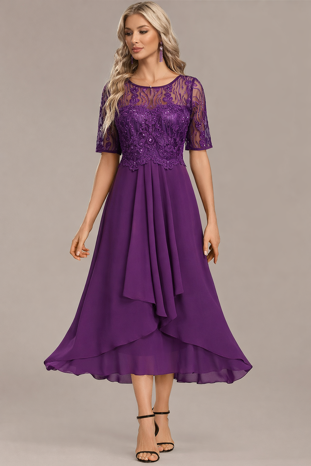 Portia | Lace Detail Occasion Midi Dress